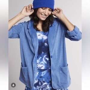 Yummy Sweater Co. Blue Knit Blazer Sweater Casual Jacket Blazer Loungewear Cozy